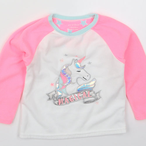 Primark Girls Pink Colourblock Polyester Top Pyjama Top Size 2-3 Years  Pullover - Magical Unicorn