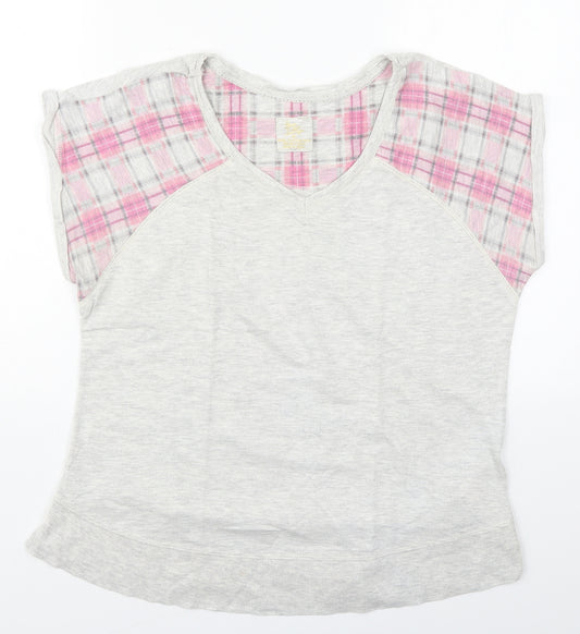 Primark Womens Grey Check Polyester Top Pyjama Top Size 10   - Pink