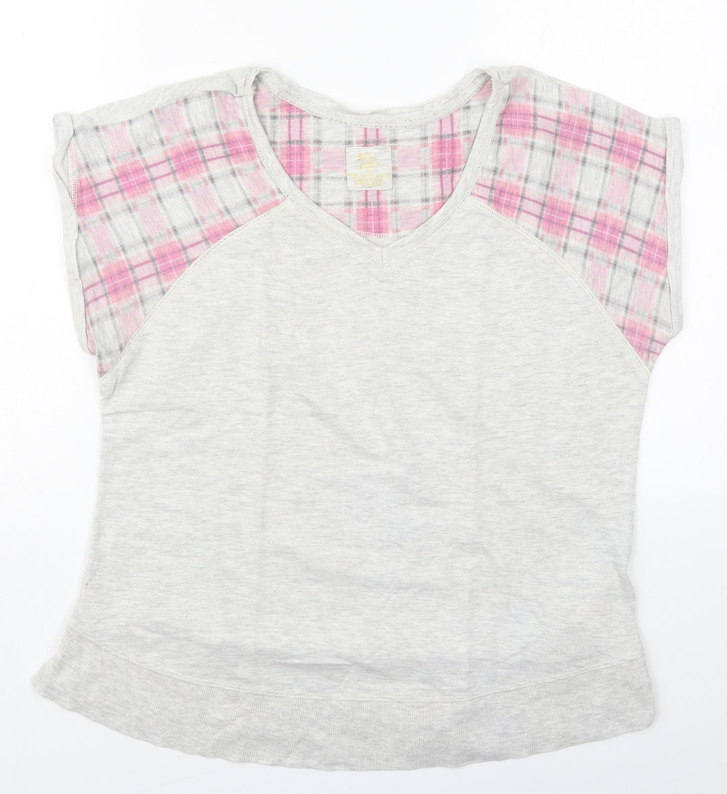 Primark Womens Grey Check Polyester Top Pyjama Top Size 10   - Pink
