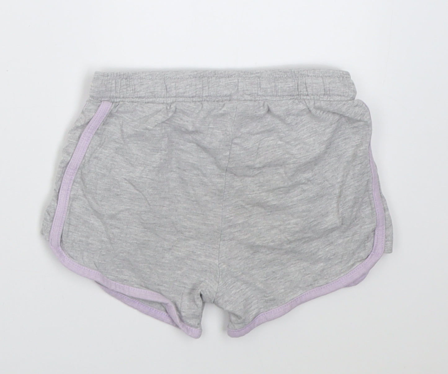 F&F Girls Grey Striped Cotton Sweat Shorts Size 4-5 Years  Regular Tie