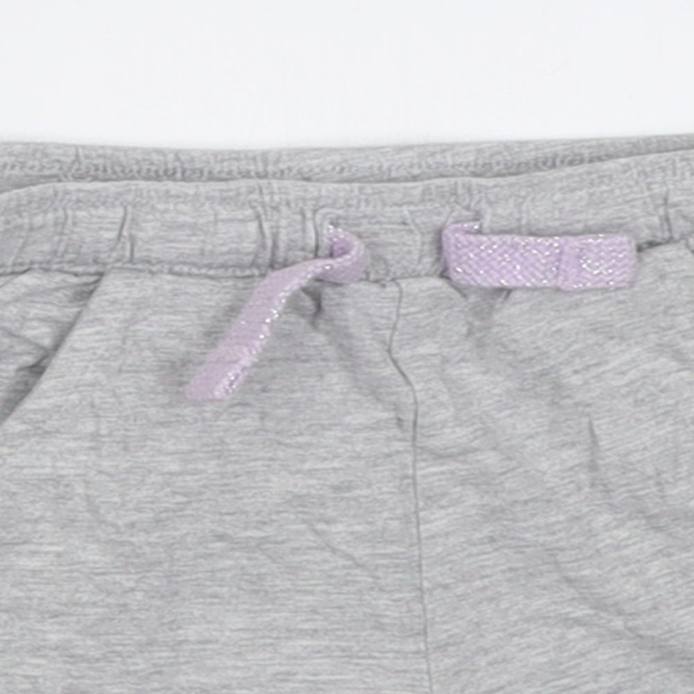 F&F Girls Grey Striped Cotton Sweat Shorts Size 4-5 Years  Regular Tie