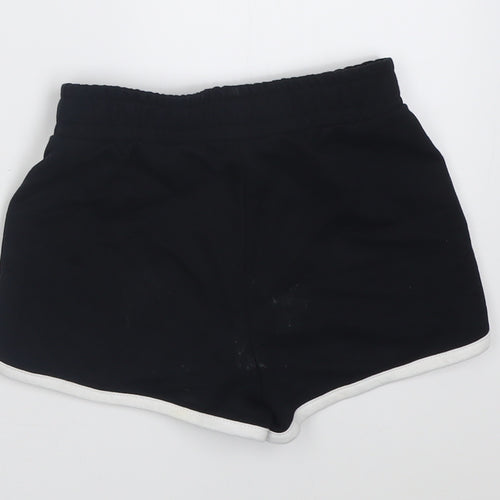 Dunnes Stores Girls Black Striped Cotton Sweat Shorts Size 6-7 Years  Regular Tie