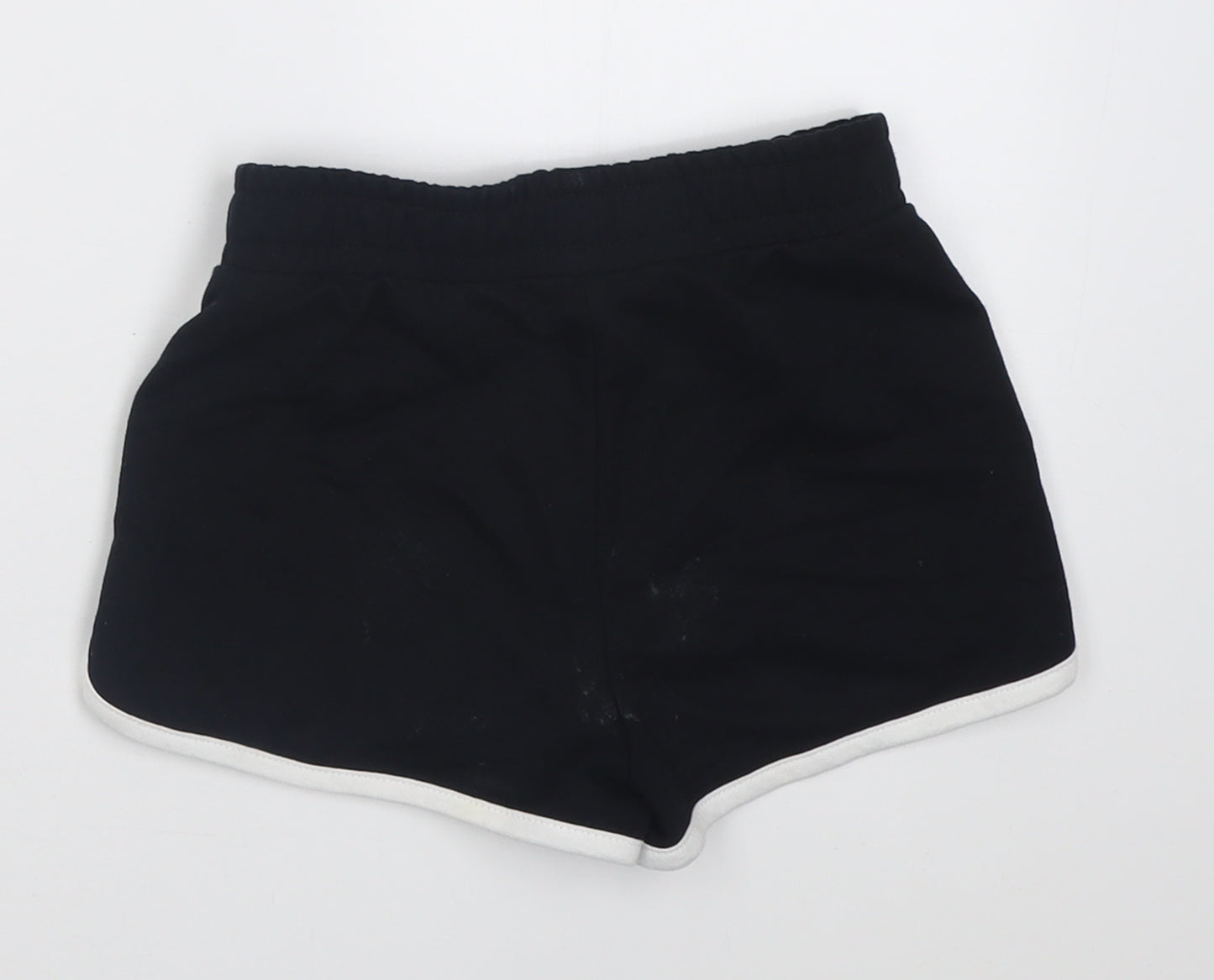 Dunnes Stores Girls Black Striped Cotton Sweat Shorts Size 6-7 Years  Regular Tie