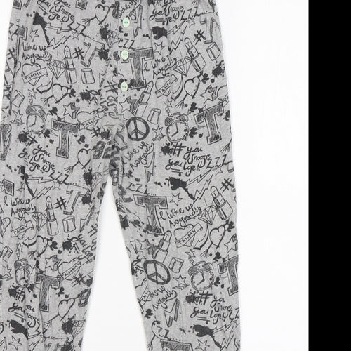 BHS Girls Grey Geometric Cotton  Pyjama Pants Size 9-10 Years  Pullover