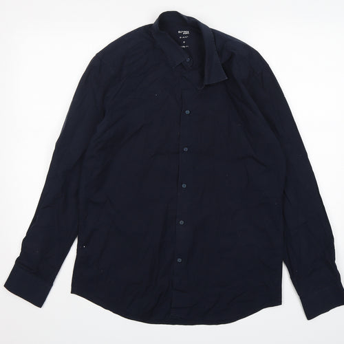 Dunnes Stores Mens Blue  Cotton  Dress Shirt Size M Collared Button