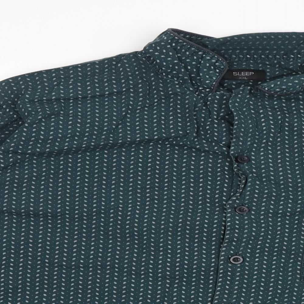 Matalan Mens Green Paisley Cotton  Pyjama Top Size 2XL  Button