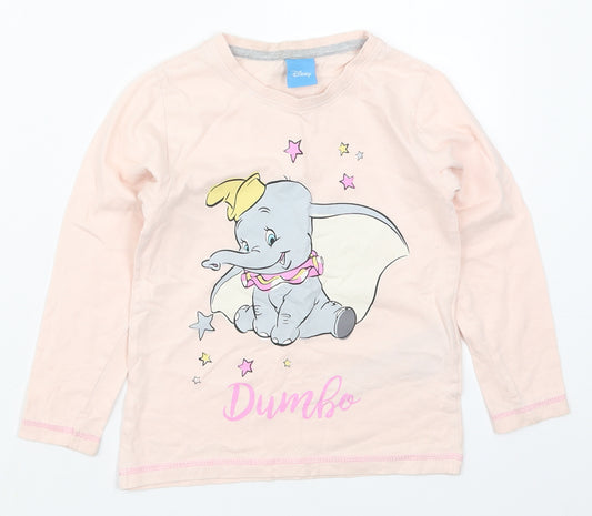Avon Girls Pink Solid Cotton Top Pyjama Top Size 5-6 Years  Pullover - Dumbo