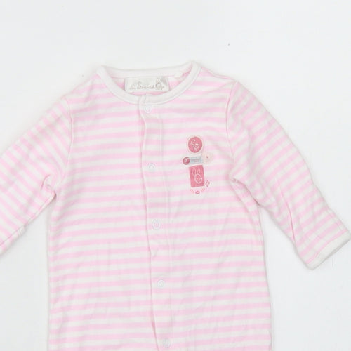 The Essential One Girls Pink Striped Cotton Babygrow One-Piece Size 0-3 Months  Snap