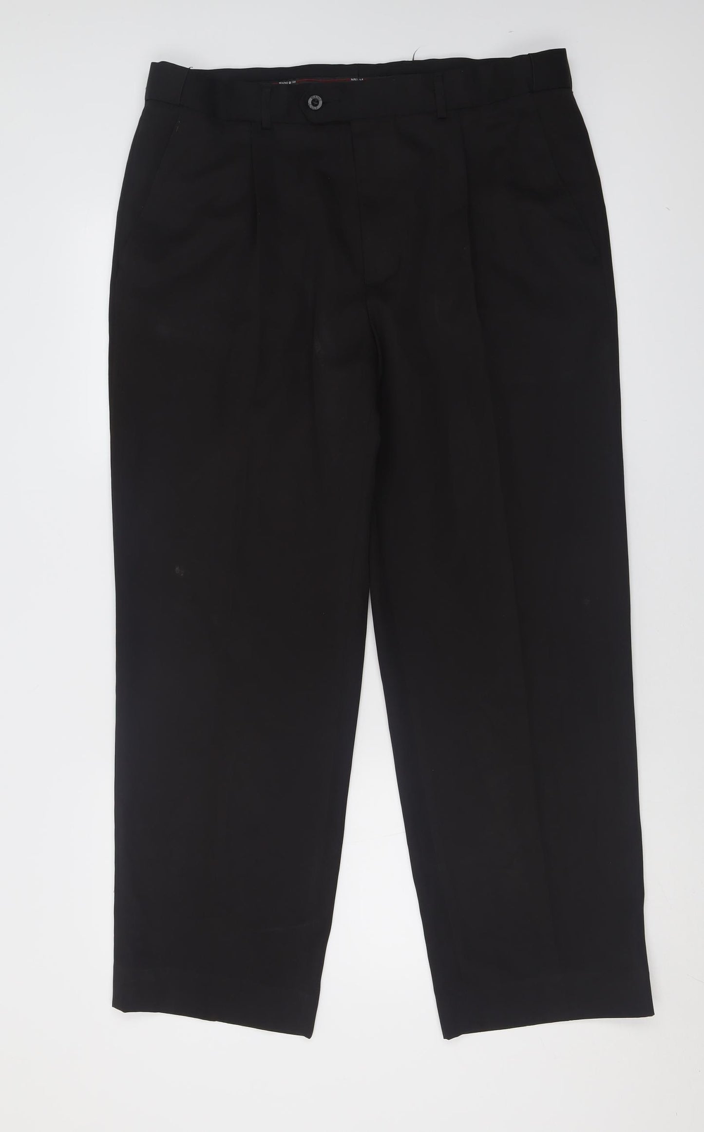 Maine Mens Black  Polyester  Trousers Size 36 L29 in Regular Button - Short Leg