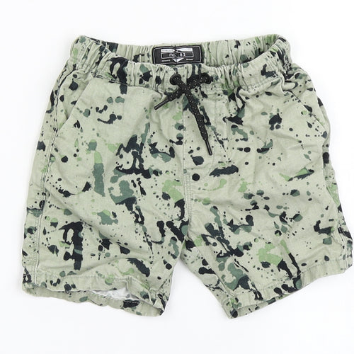 NEXT Boys Green  100% Cotton Chino Shorts Size 2-3 Years  Regular Drawstring - Paint Splash Pattern