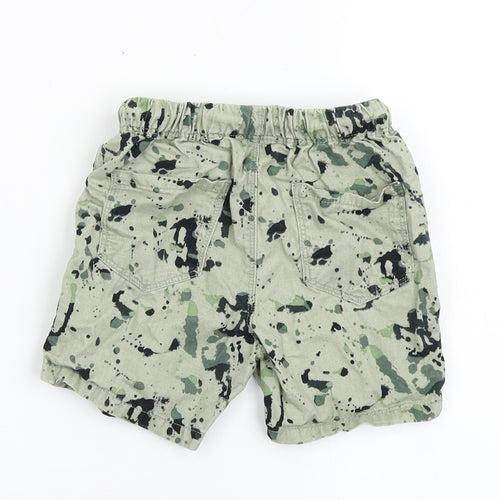 NEXT Boys Green  100% Cotton Chino Shorts Size 2-3 Years  Regular Drawstring - Paint Splash Pattern