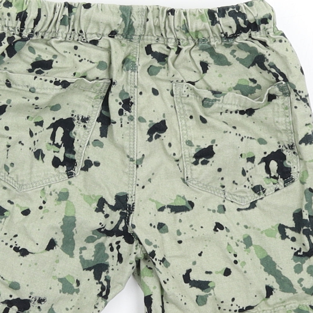 NEXT Boys Green  100% Cotton Chino Shorts Size 2-3 Years  Regular Drawstring - Paint Splash Pattern