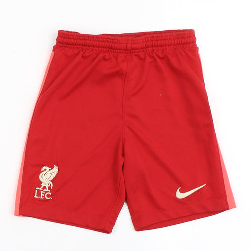 Nike Boys Red  100% Polyester Sweat Shorts Size S  Regular Drawstring - LFC, Liverpool Football Club