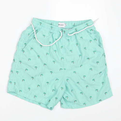 UO Swim Boys Green Floral Polyester Sweat Shorts Size S L6 in Regular Drawstring - Swimwear