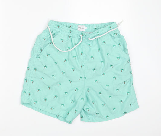 UO Swim Boys Green Floral Polyester Sweat Shorts Size S L6 in Regular Drawstring - Swimwear