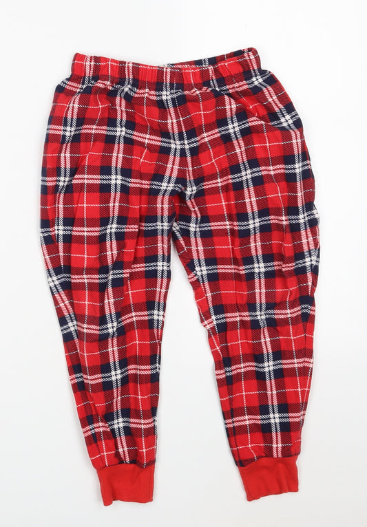 Dunnes Stores Girls Red Plaid 100% Polyester Carrot Trousers Size 6-7 Years  Regular  - Inside leg 18in