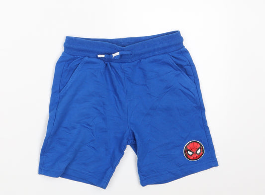 TESCO Boys Blue  Cotton Sweat Shorts Size 6-7 Years  Regular Drawstring - Waist 22in;inside leg 5in