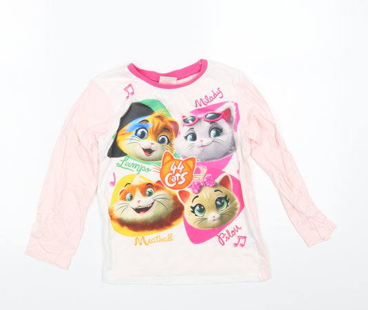 44 CATS Girls Pink  Cotton Top Pyjama Top Size 6-7 Years