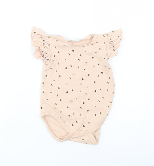 NEXT Baby Beige Animal Print Cotton Babygrow One-Piece Size 6-9 Months  Snap