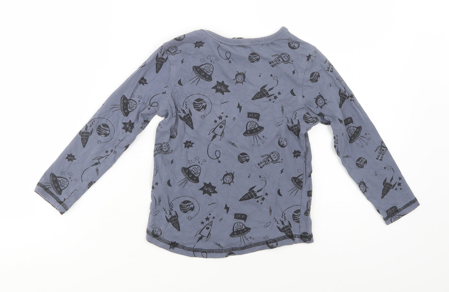 George Boys Grey Geometric Cotton  Pyjama Top Size 3-4 Years   - Space