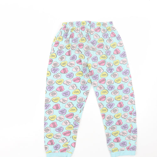 hullabaloo Girls Blue Geometric Cotton  Pyjama Pants Size 11-12 Years   - Heart Print