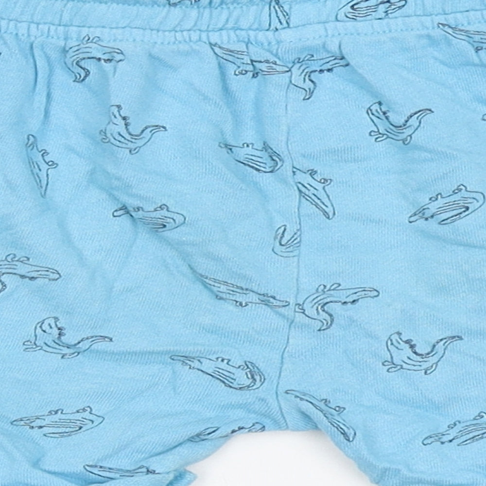 George Boys Blue  100% Cotton Sweat Shorts Size 2-3 Years  Regular Drawstring - Crocodile