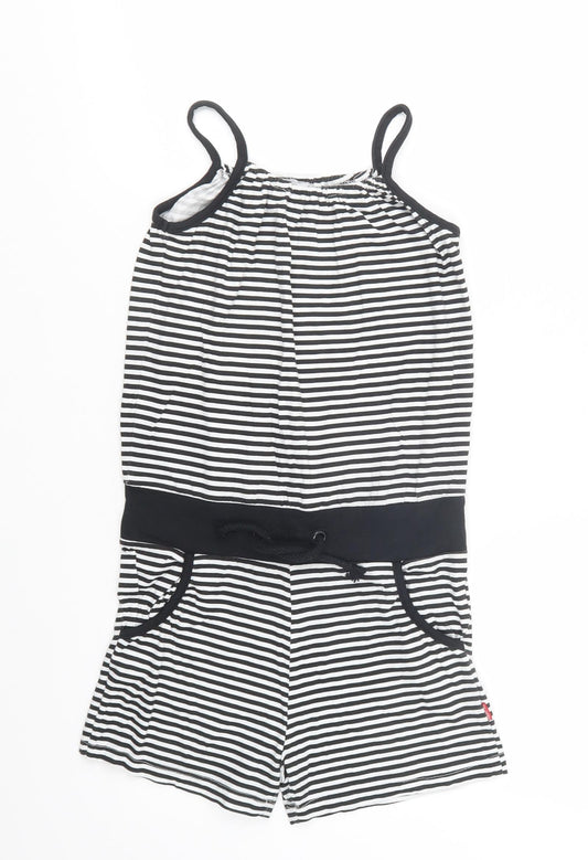 name it Girls Black Striped Cotton Playsuit One-Piece Size 10-11 Years  Drawstring