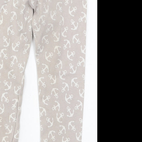 Preworn Girls Beige  Cotton Sweatpants Trousers Size 3-4 Years  Regular  - Anchor Print
