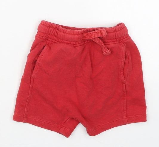 George Boys Red  Cotton Sweat Shorts Size 3-4 Years  Regular Drawstring