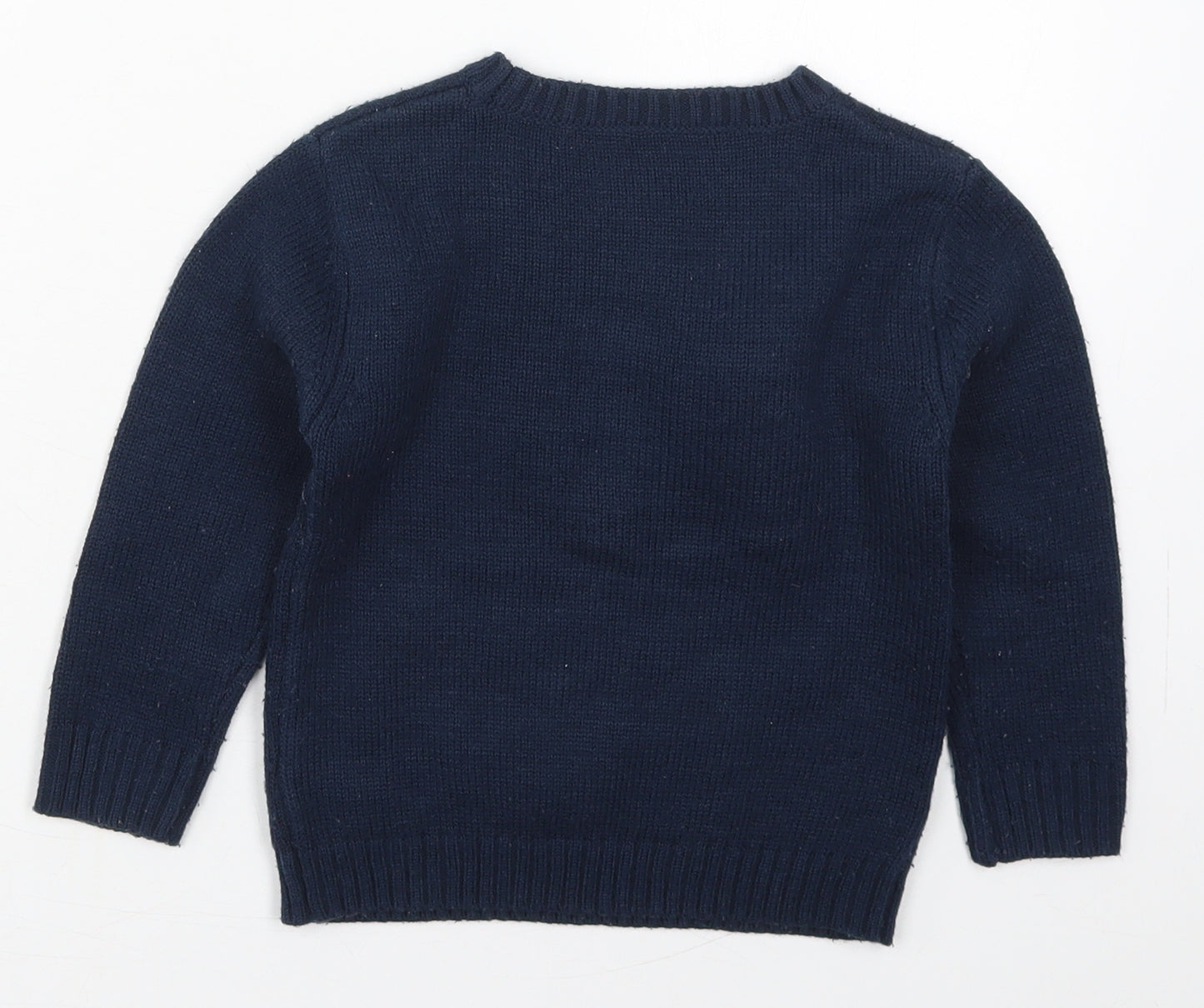 Dunnes Boys Blue Round Neck  Acrylic Pullover Jumper Size 4 Years  Pullover - Santa