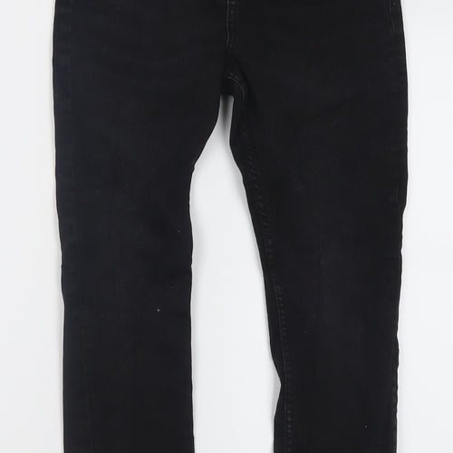 Marks and Spencer Girls Black  Cotton Straight Jeans Size 9 Years  Regular Button
