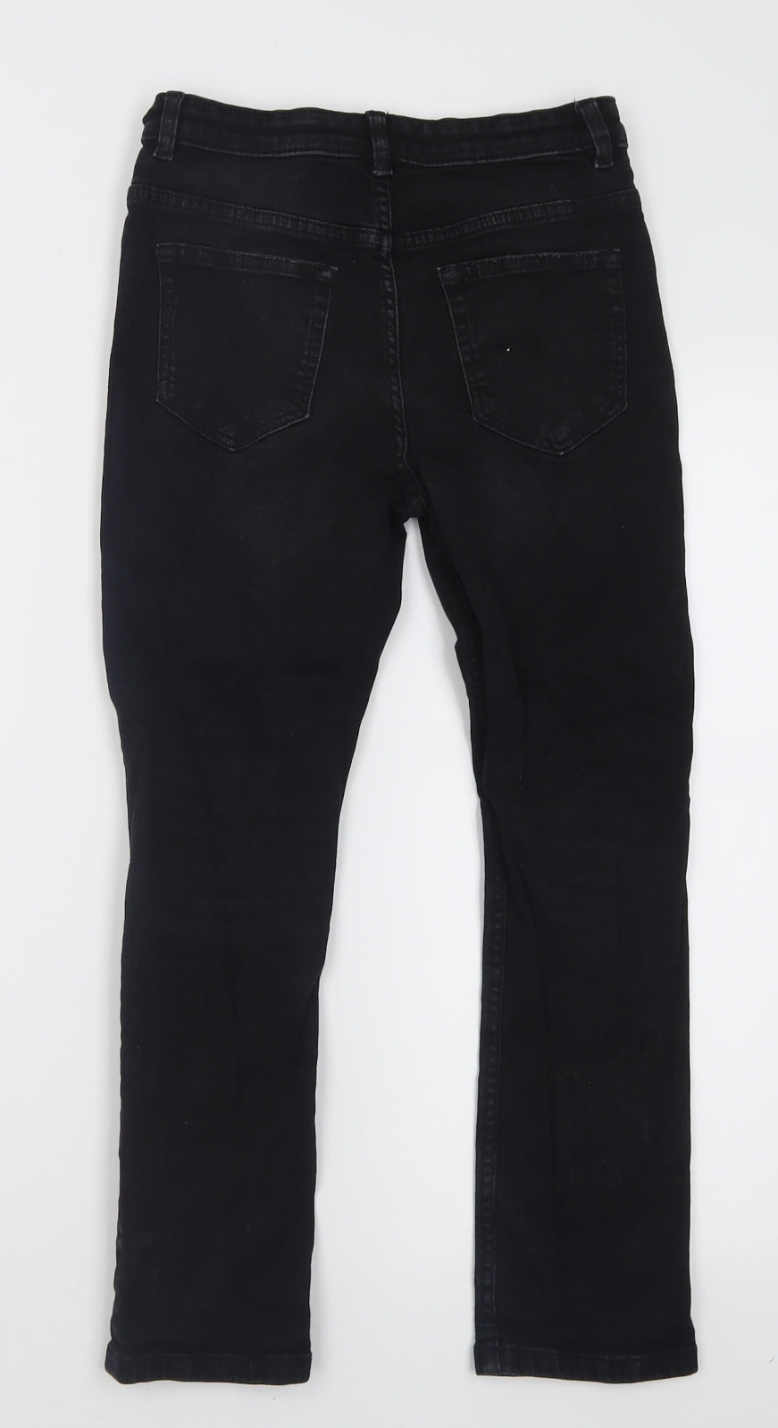 Marks and Spencer Girls Black  Cotton Straight Jeans Size 9 Years  Regular Button