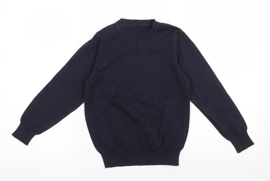 George Boys Blue V-Neck  Cotton Pullover Jumper Size 6-7 Years  Pullover