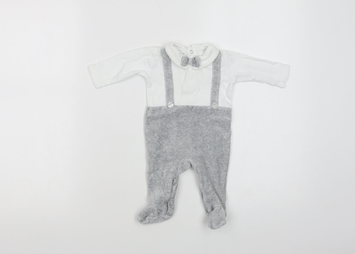 Matalan Baby Grey Colourblock Cotton Babygrow One-Piece Size 0-3 Months  Snap