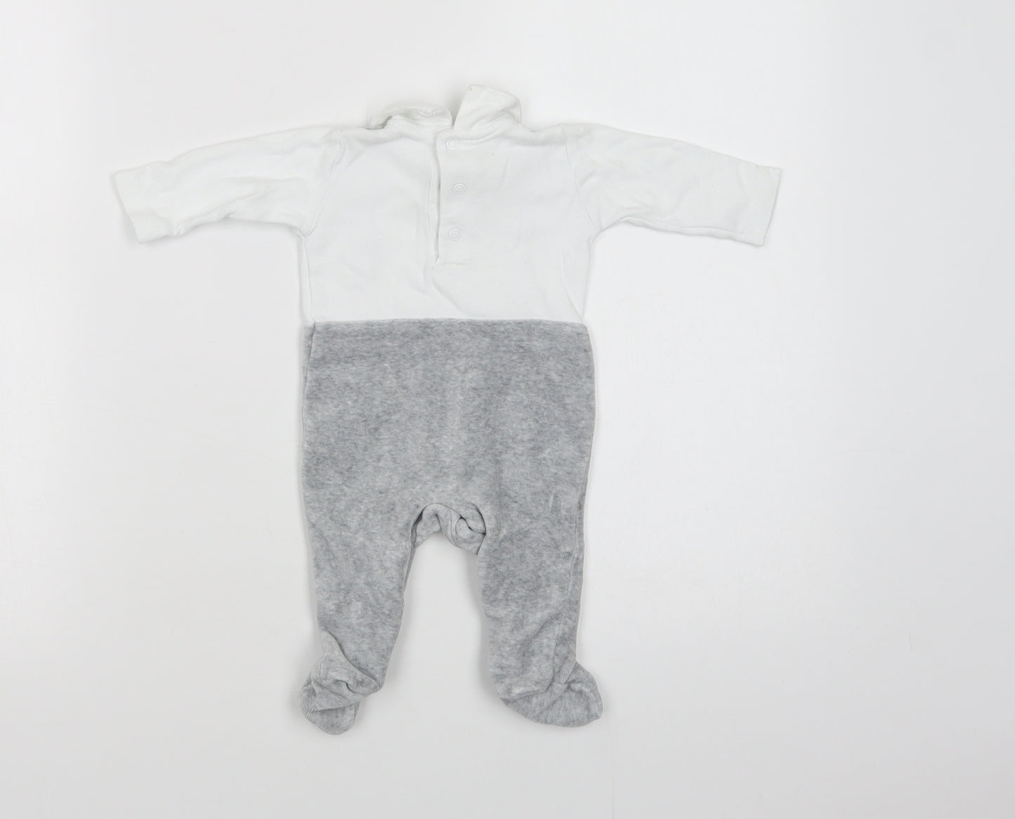 Matalan Baby Grey Colourblock Cotton Babygrow One-Piece Size 0-3 Months  Snap