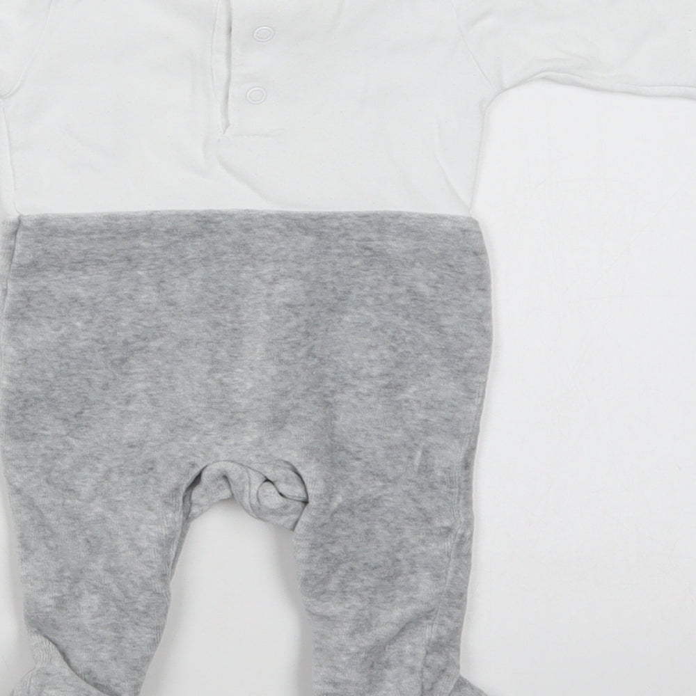 Matalan Baby Grey Colourblock Cotton Babygrow One-Piece Size 0-3 Months  Snap