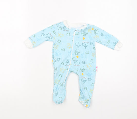 Lictin Baby Blue Geometric Cotton Babygrow One-Piece Size 0-3 Months  Zip - Sea Creatures