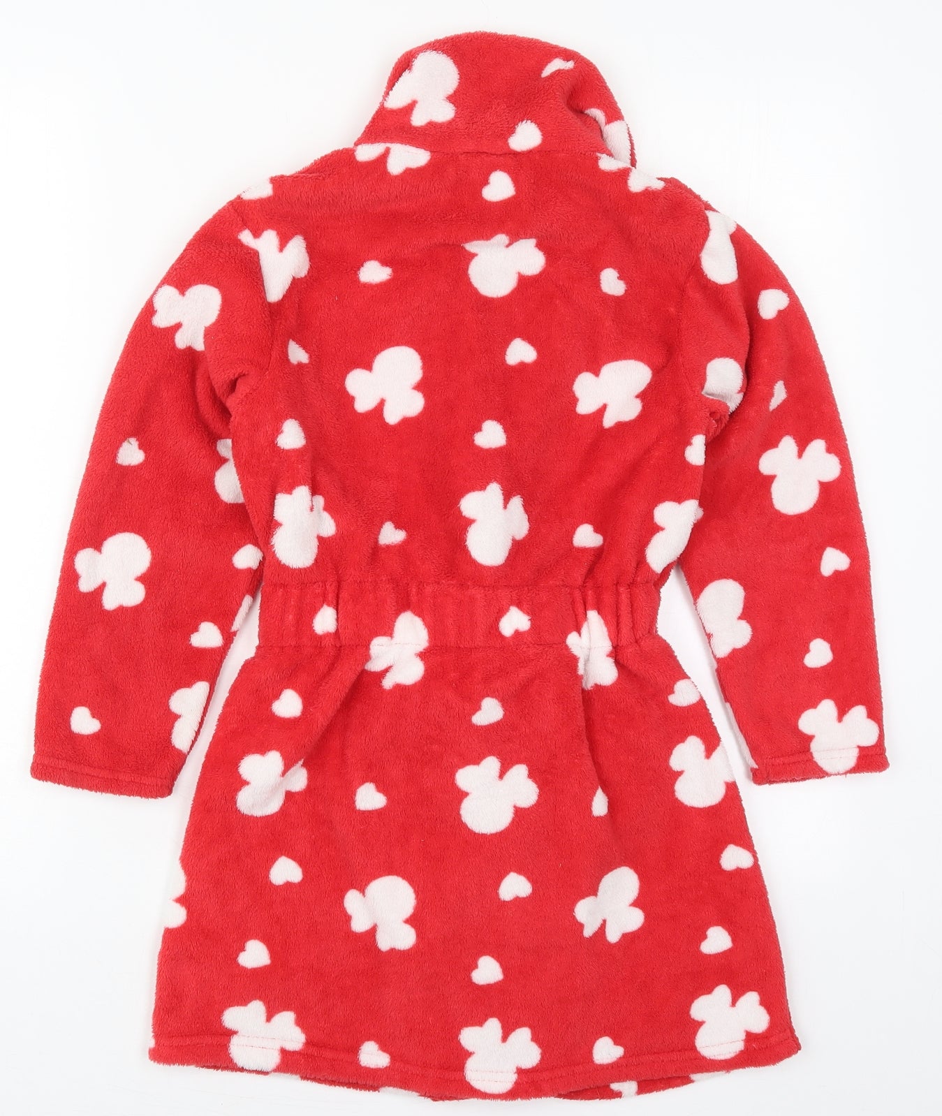 Disney Girls Red Solid Polyester Kimono Robe Size 8-9 Years  Button - Minnie Mouse