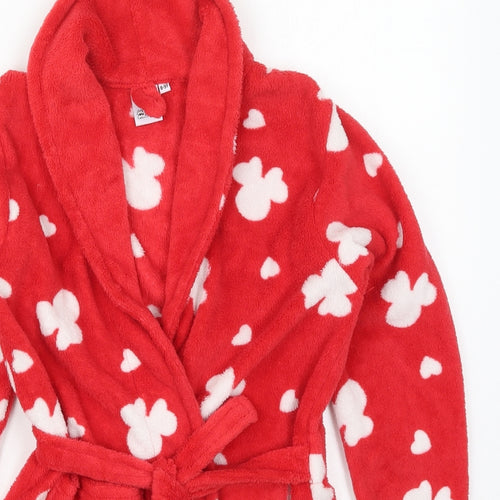 Disney Girls Red Solid Polyester Kimono Robe Size 8-9 Years  Button - Minnie Mouse