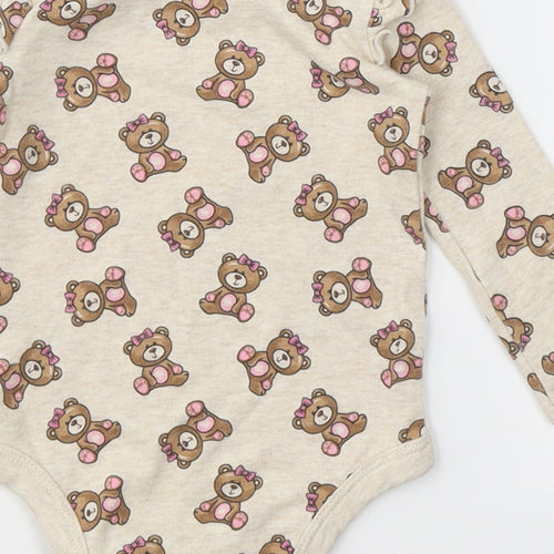 Garanimals  Beige  Cotton Babygrow One-Piece Size 12 Months  Button - Teddy Bear Print
