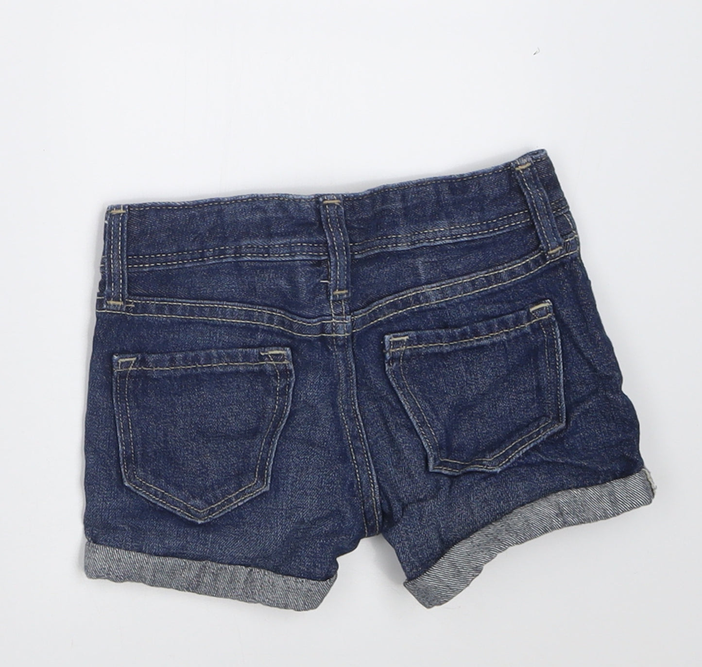 H&M Girls Blue  Cotton Boyfriend Shorts Size 2-3 Years  Regular Buckle