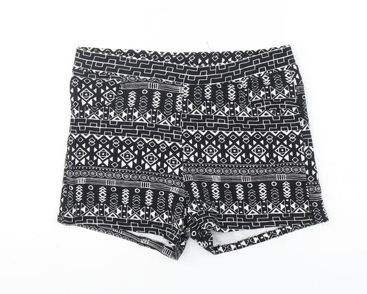 H&M Womens Multicoloured Geometric Cotton Sweat Shorts Size M L3 in Regular