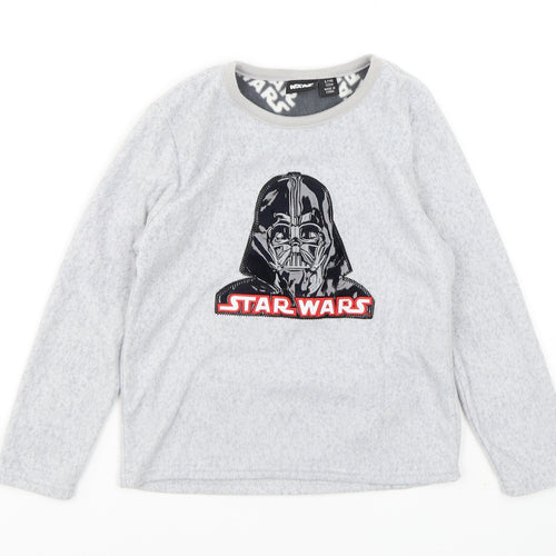 Primark Boys Grey Solid Polyester  Pyjama Top Size 6-7 Years  Pullover - Star Wars