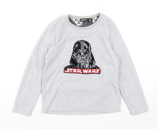 Primark Boys Grey Solid Polyester  Pyjama Top Size 6-7 Years  Pullover - Star Wars