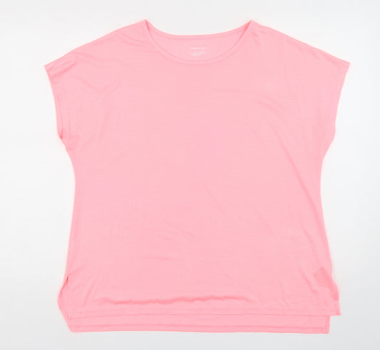 Dunnes Stores Womens Pink  Polyester Basic T-Shirt Size L Round Neck Pullover