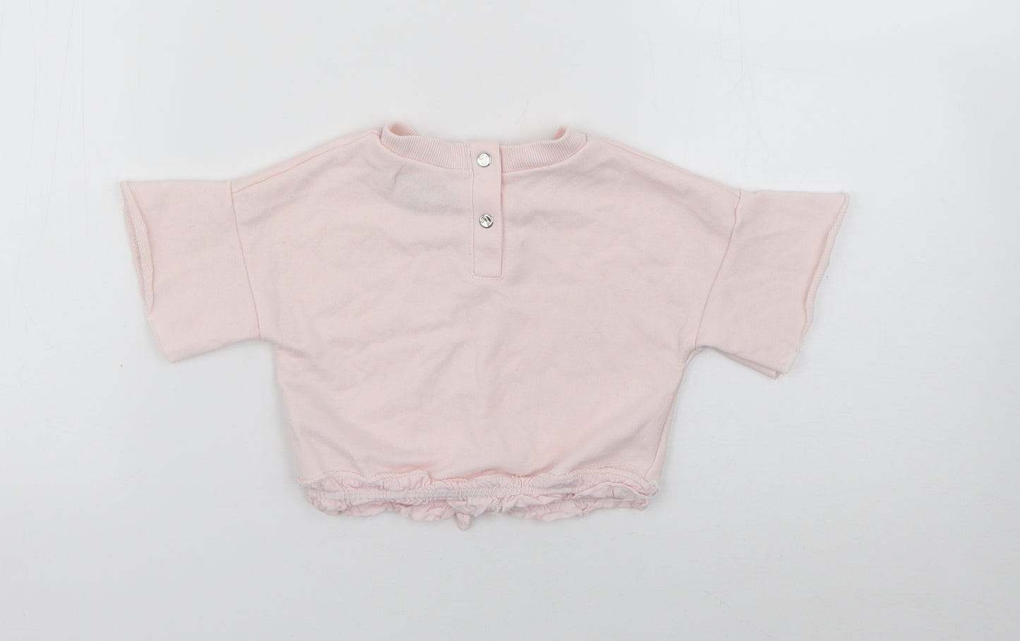7 For All Mankind Girls Pink  Cotton Pullover Jumper Size 12-18 Months  Snap