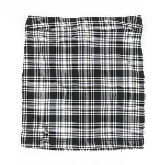 New Look Girls Black Check Viscose A-Line Skirt Size 11 Years  Regular Zip