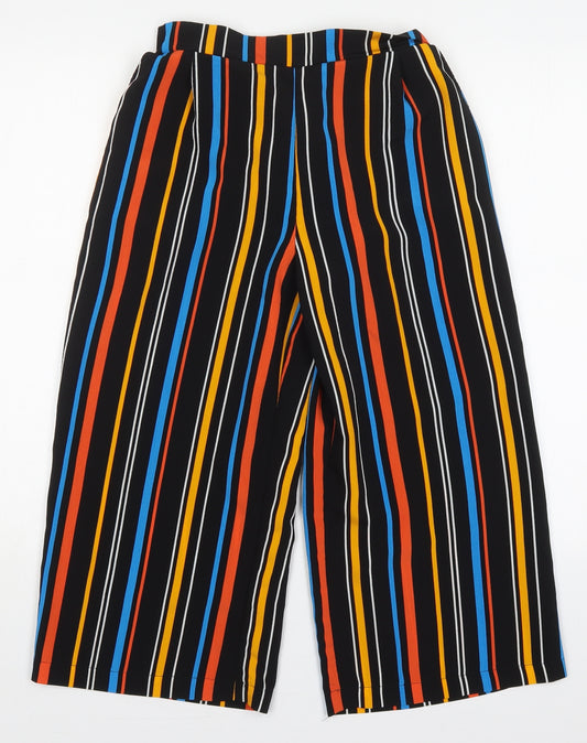 New Look Girls Black Striped Polyester Capri Trousers Size 13 Years  Regular  - Orange and Blue