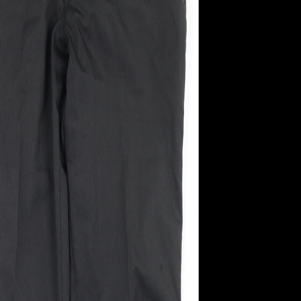 Dunlop Mens Black Striped Polyester Dress Pants Trousers Size 36 in L31 in Regular Button