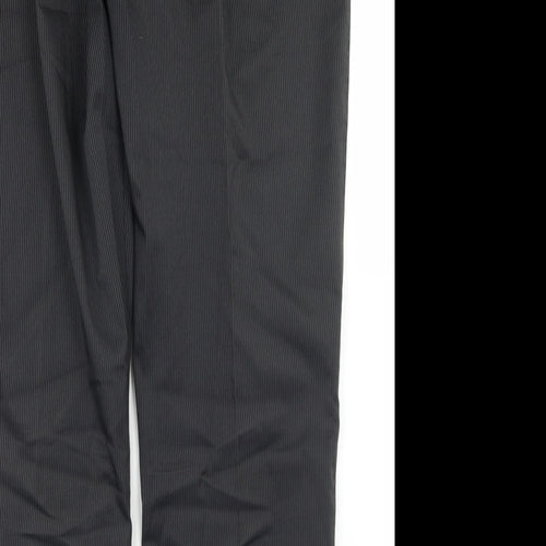Dunlop Mens Black Striped Polyester Dress Pants Trousers Size 36 in L31 in Regular Button